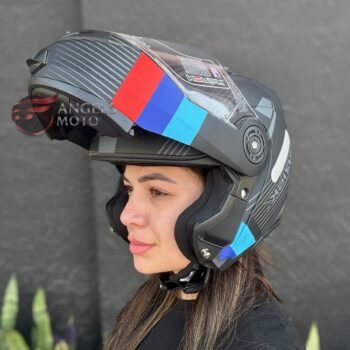 Capacete Norisk FF345 Route Stroke Matt Blk Blue Red