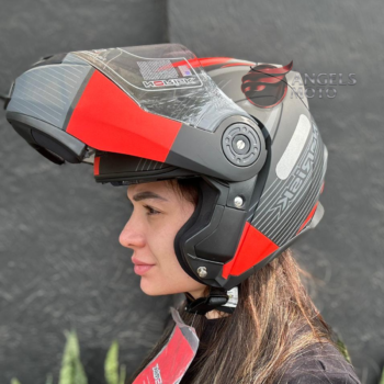 Capacete Norisk FF345 Route Stroke Matt Blk Grey Red