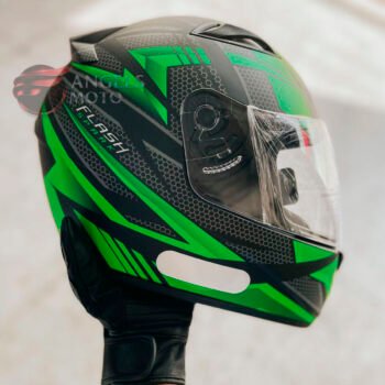 Capacete Ebf New Spark Flash Preto Fosco Verde