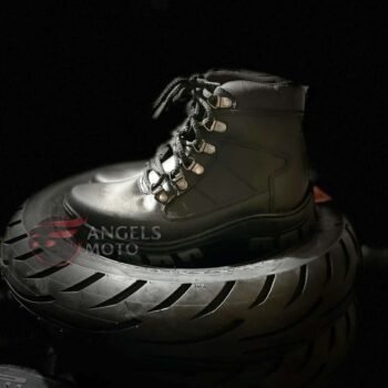 Bota Motocicle Cadarço 910C Curta Couro Preta