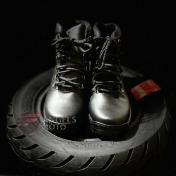 Bota Motocicle Cadarço 910C Curta Couro Preta