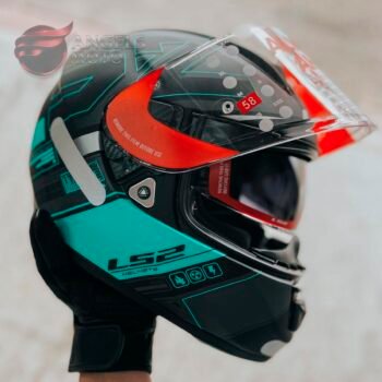 Capacete LS2 FF397 Vector Evo Frequency Matte Black Green