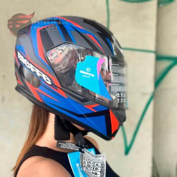 Capacete Bieffe B12 Thunder Preto Chumbo Fosco Azul