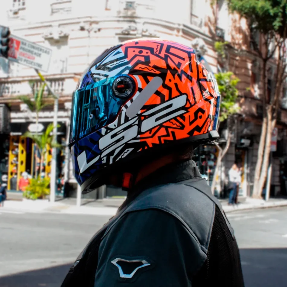 Capacete LS2 FF358 Memphis Orange Blue