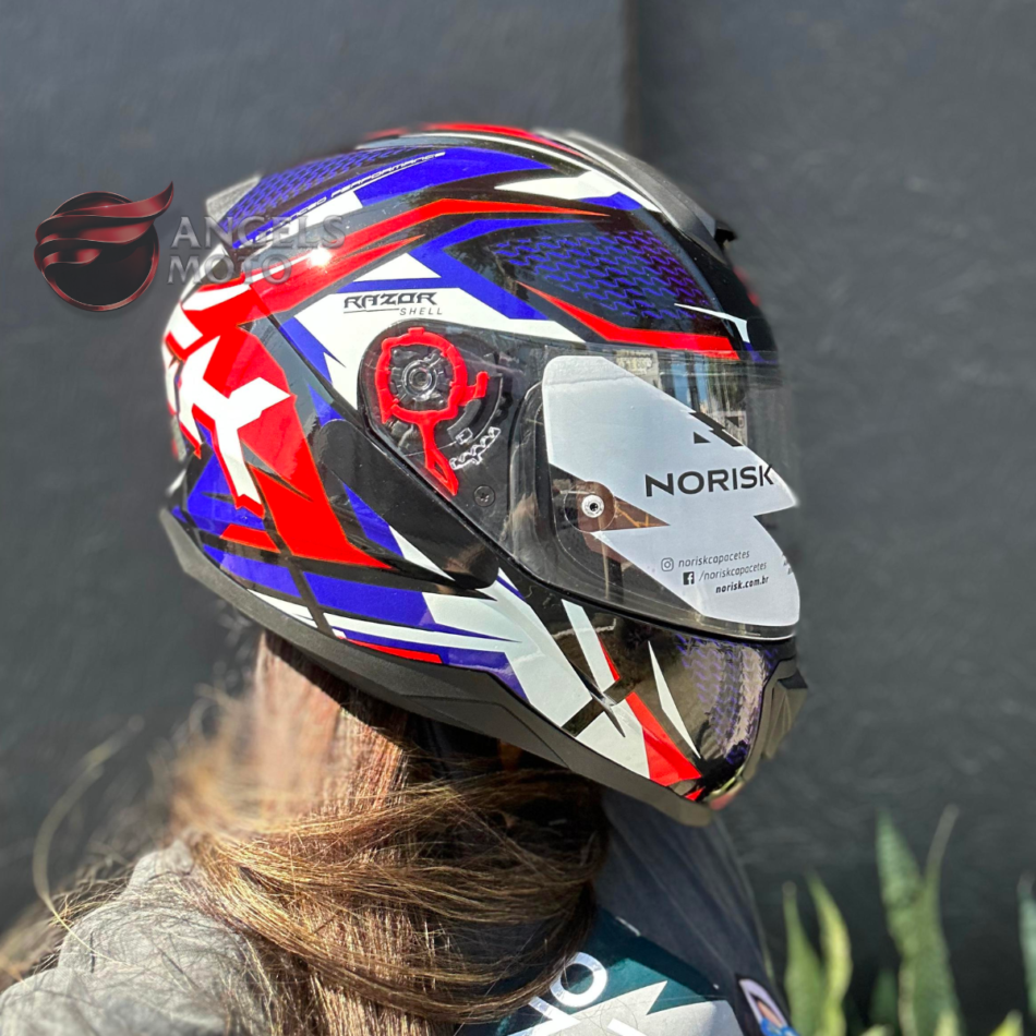 Capacete Norisk Fab FF802 Razor Sharp Blue Red