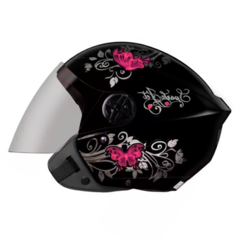 Capacete Ebf Spark Jet Borboleta Preto Rosa