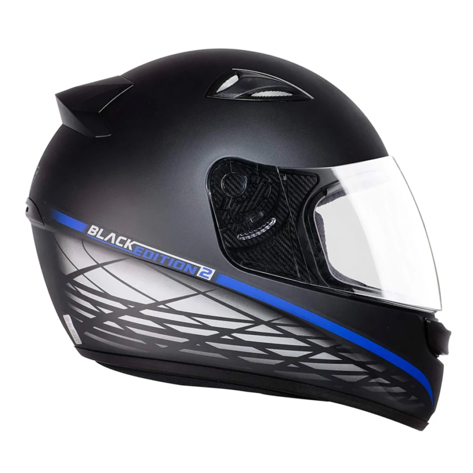 Capacete EBF Spark Black Edition 2 Preto Fosco Azul