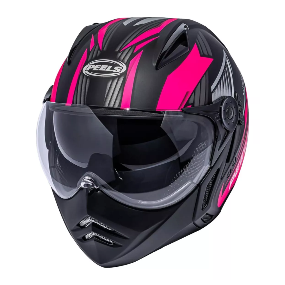 Capacete Peels Mirage Living Preto Fosco Pink