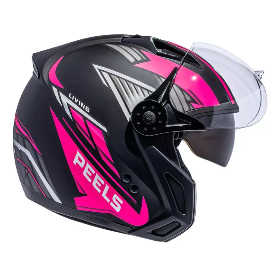 Capacete Peels Mirage Living Preto Fosco Pink