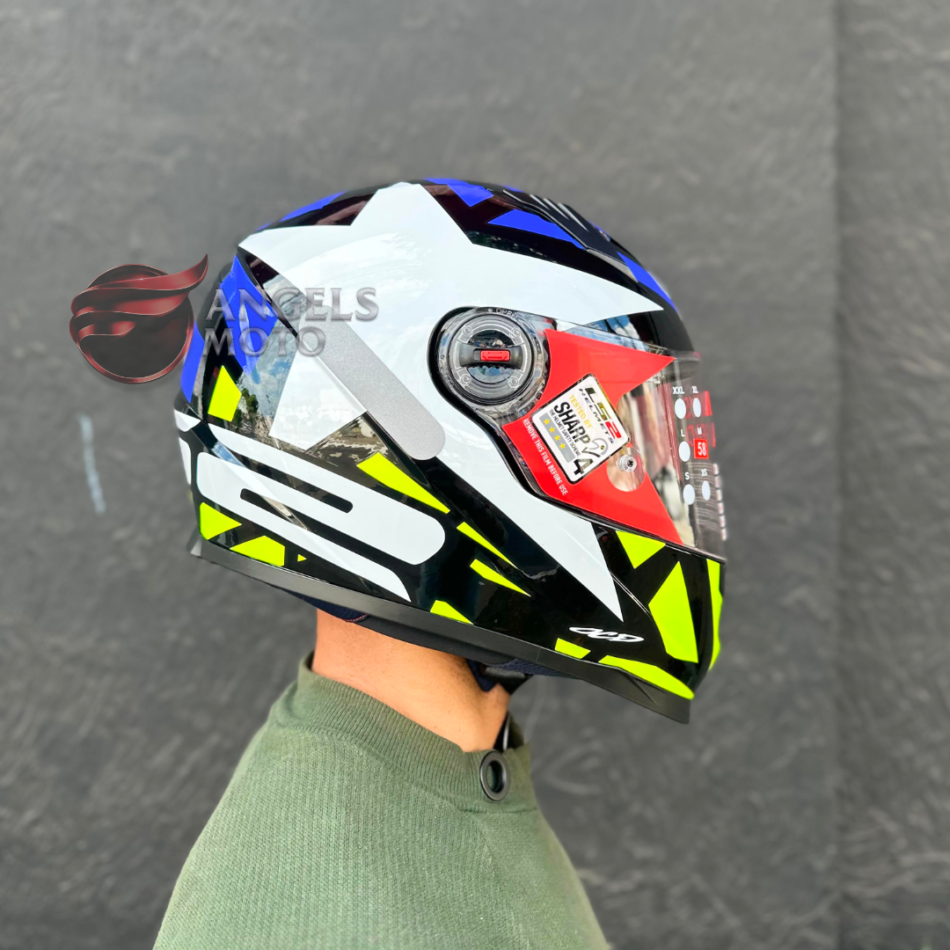 Capacete LS2 FF358 Starwar Blue Flo Yellow