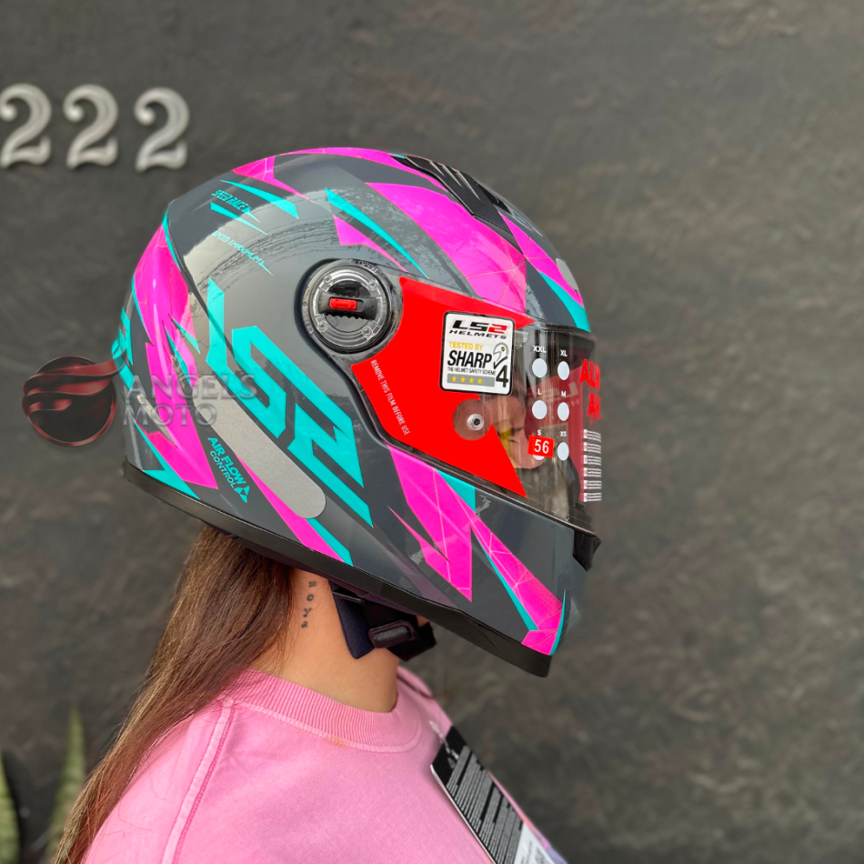 Capacete LS2 FF358 Draze Grey Green Pink