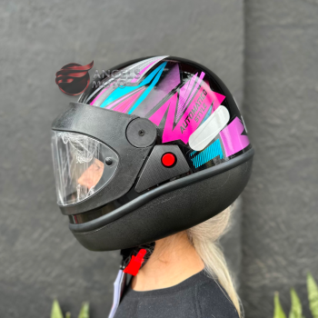 Capacete EBF Automatico Style Preto Rosa