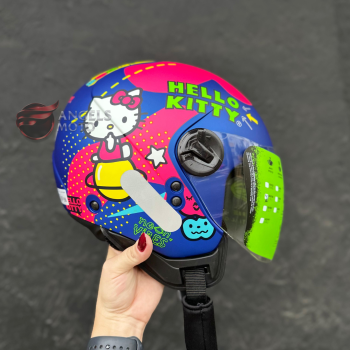 Capacete Peels Freeway Hello Kitty Neon Azul Marinho Fosco