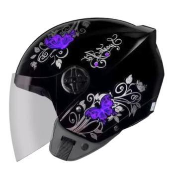 Capacete Ebf Spark Jet Borboleta Preto Lilas