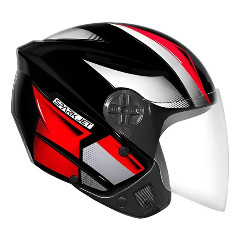 Capacete Ebf Spark Jet Square Preto Vermelho