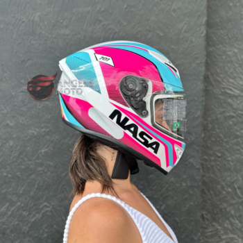 Capacete Nasa NS701 Evolution Rosa Azul