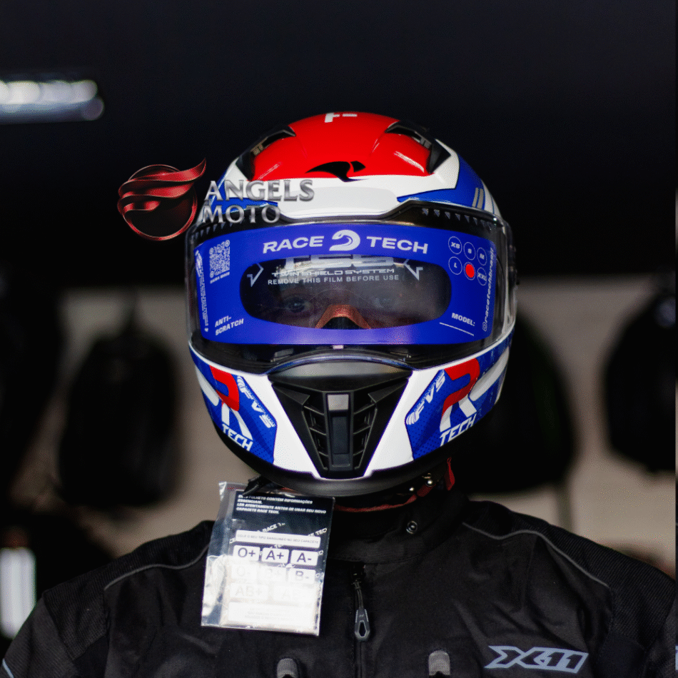 Capacete Race Tech Volt Track White Blue