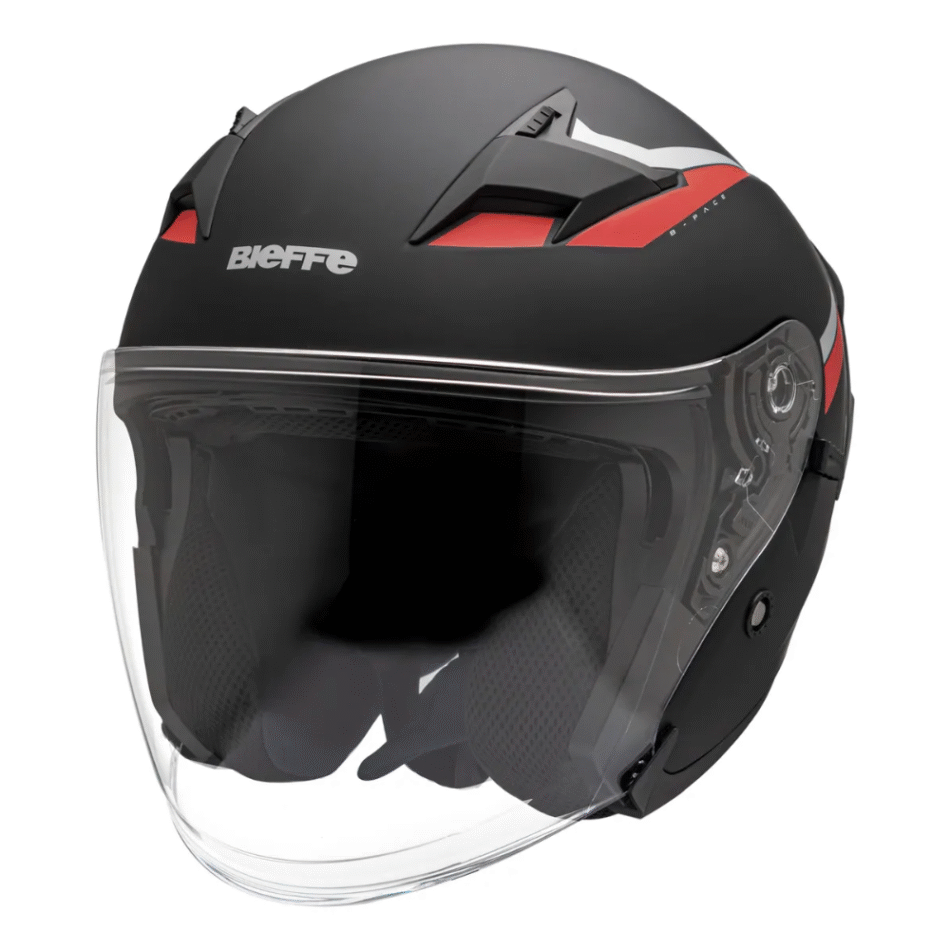 Capacete Bieffe B-Pace Authentic Preto Fosco Vermelho