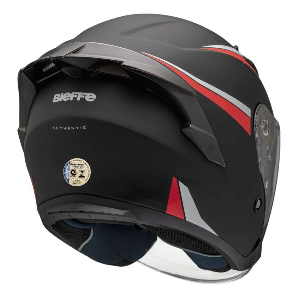 Capacete Bieffe B-Pace Authentic Preto Fosco Vermelho