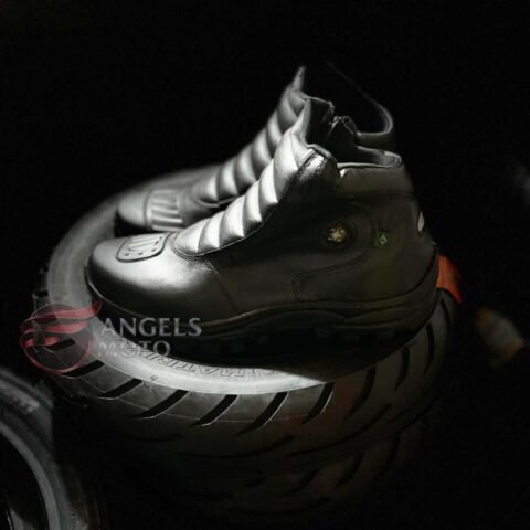 Bota Motocicle 800C Zíper Com Protetor Couro Preta