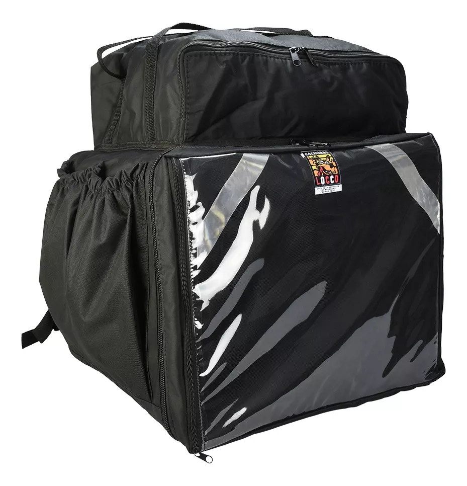Mochila Bag Cachorro Locco Pizza Preta Bolso Superior Grande