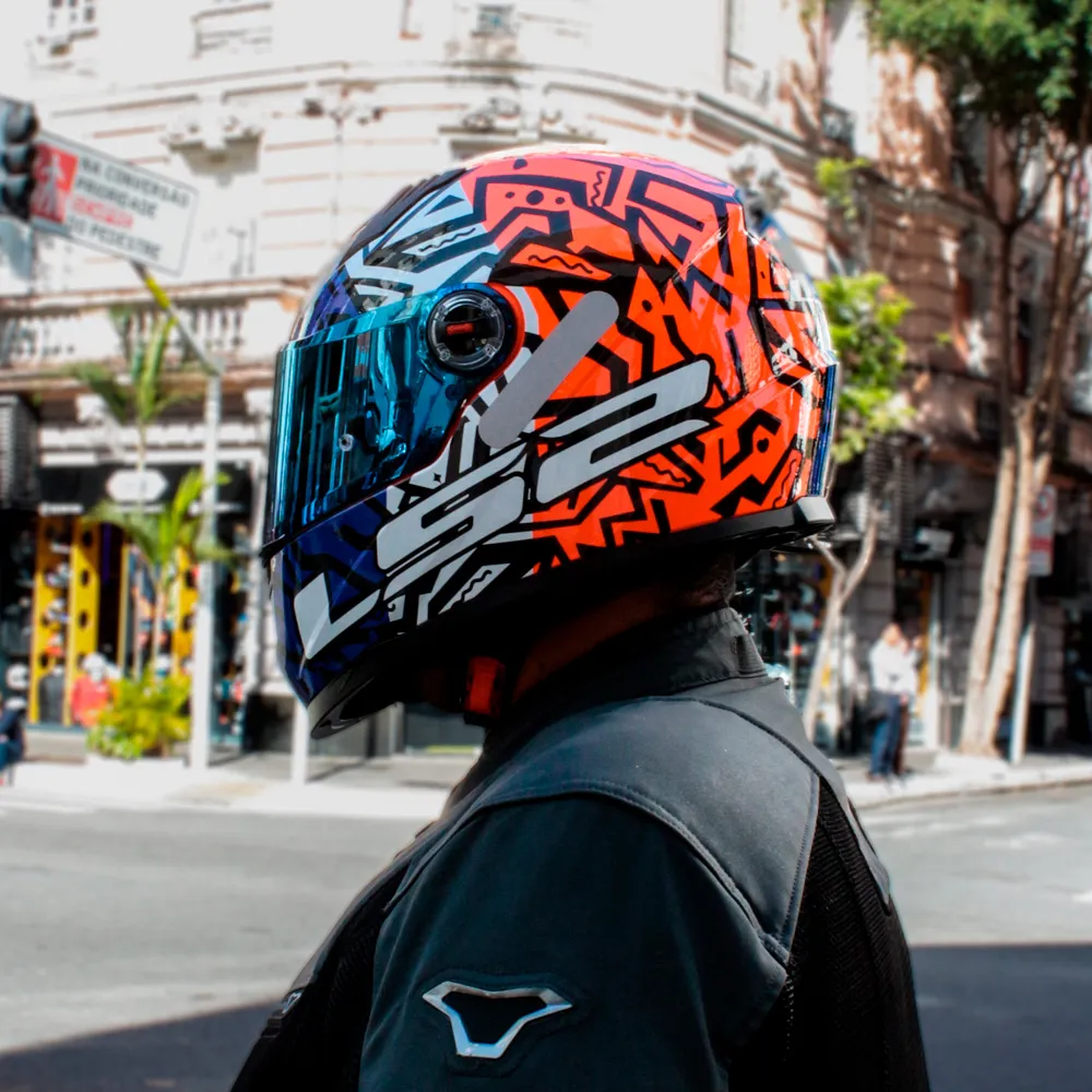 Capacete LS2 FF358 Memphis Orange Blue - Imagem 3