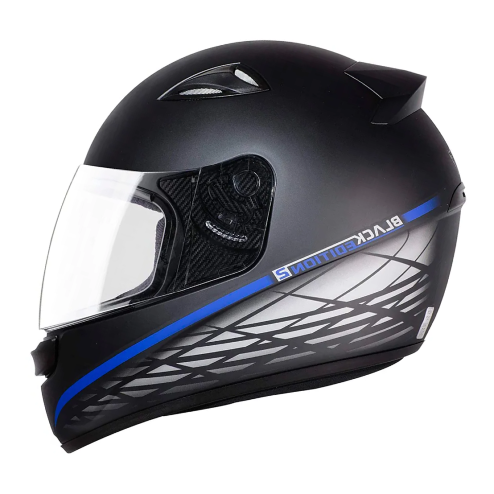 Capacete EBF Spark Black Edition 2 Preto Fosco Azul