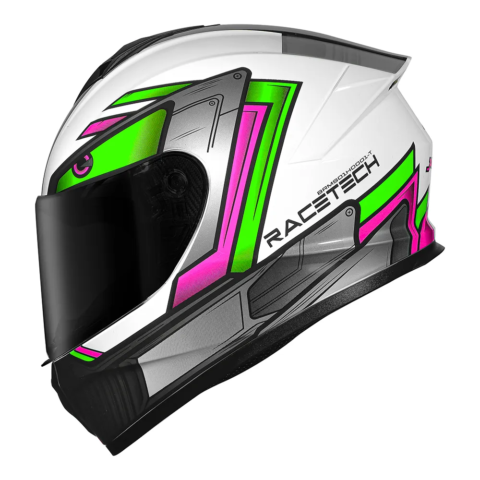 Capacete Race Tech Hit Android White Green