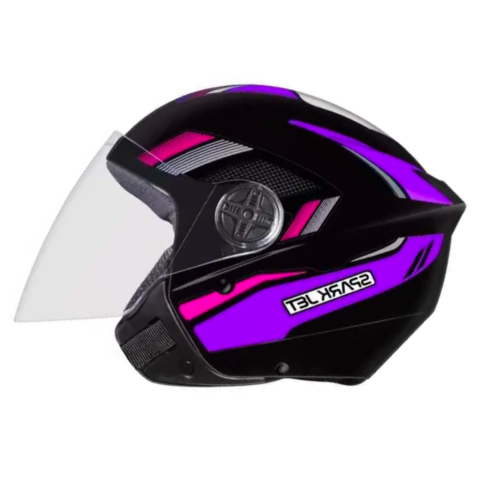 Capacete Ebf Spark Jet Sting Preto Lilas