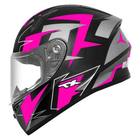 Capacete Xtroy FF526 Crush Preto Fosco Rosa