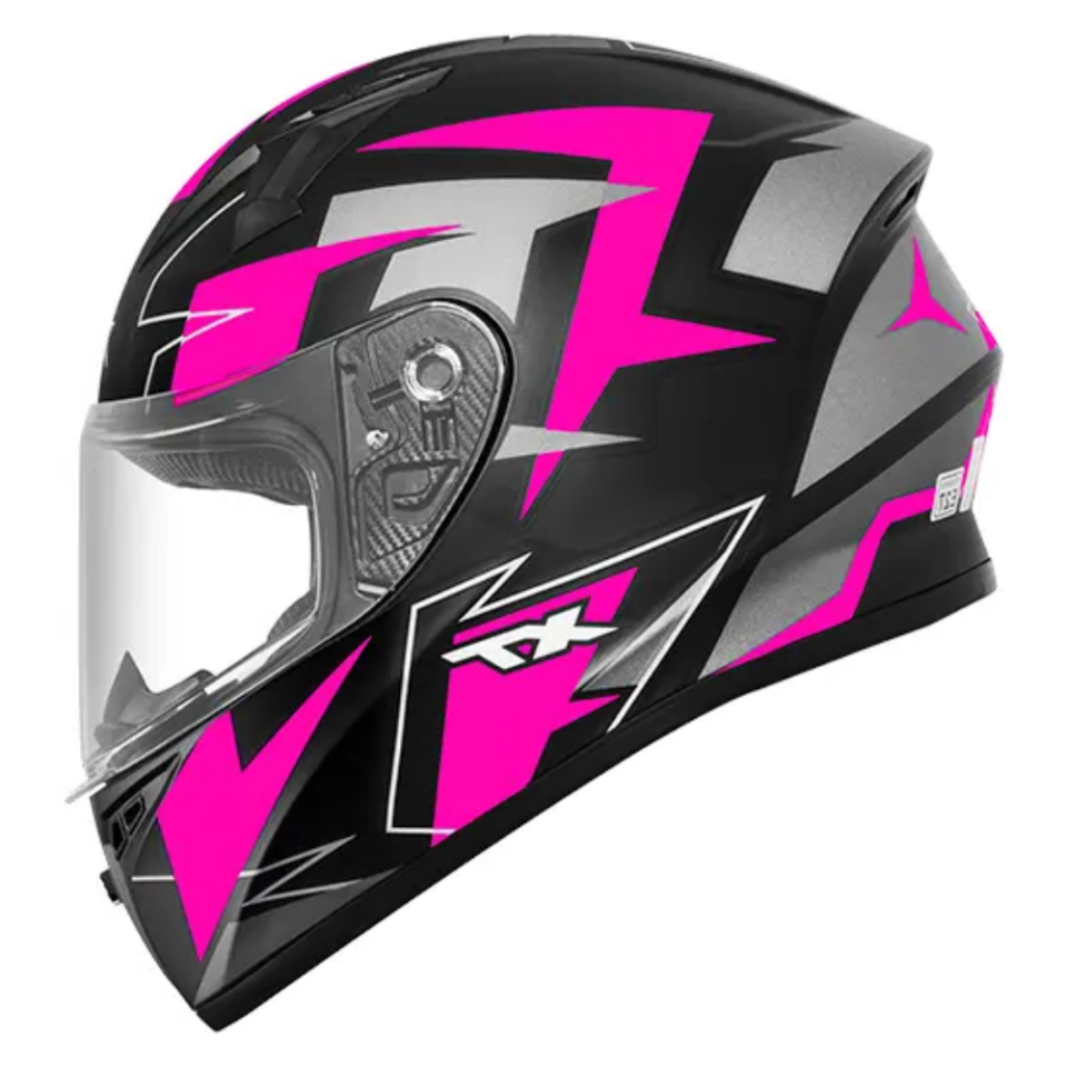 Capacete Xtroy FF526 Crush Preto Fosco Rosa
