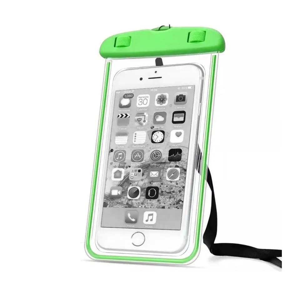 Capinha Bag Aquática Para Celular Prova D'água Universal Verde