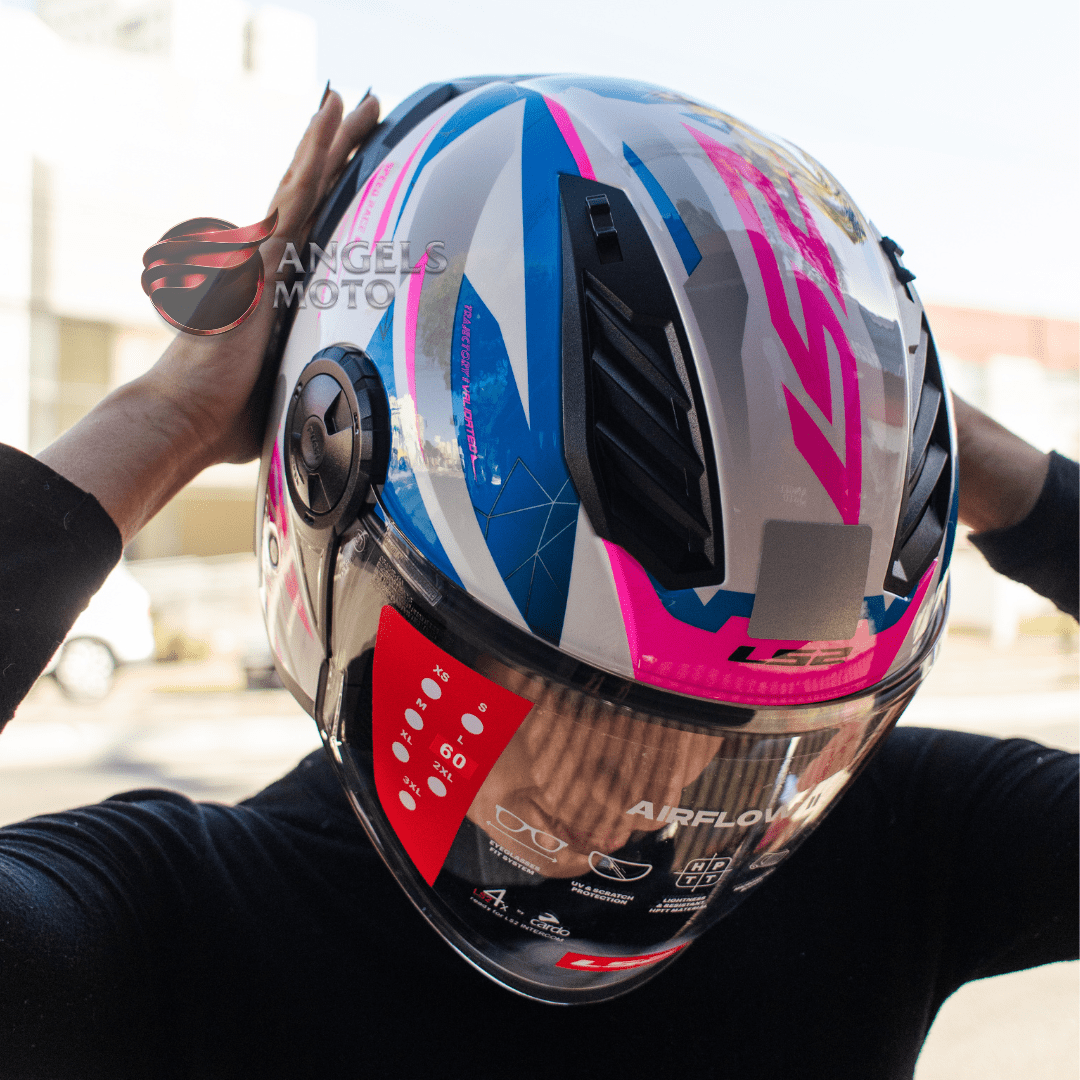Capacete LS2 OF616 S Airflow II Draze White Blue Pink